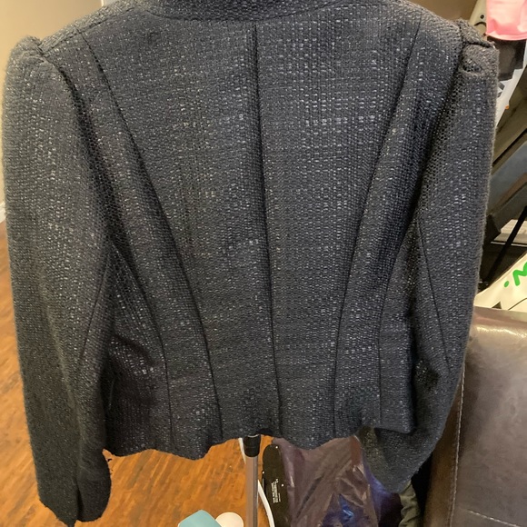 Navy linen blend fitted single breasted blazer - Picture 2 of 7